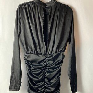 Chic Boutique Rose Satin Look Ruched Dress
